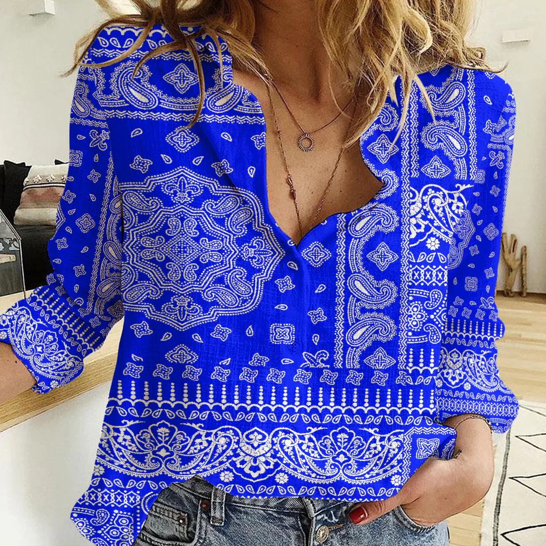 Clothing Paisley Bandana Pattern Seamless Paisley Women's Casual Shirt