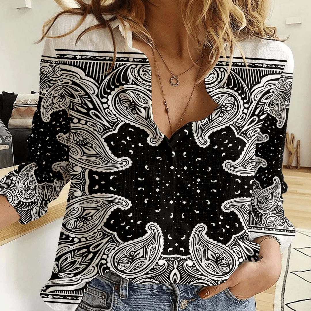 Clothing Paisley Bandana Pattern Seamless Paisley Women's Casual Shirt