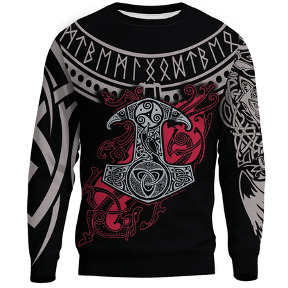 Clothing Mjolnir and Fenrir Tattoo Mix Ruby Red Sweatshirts