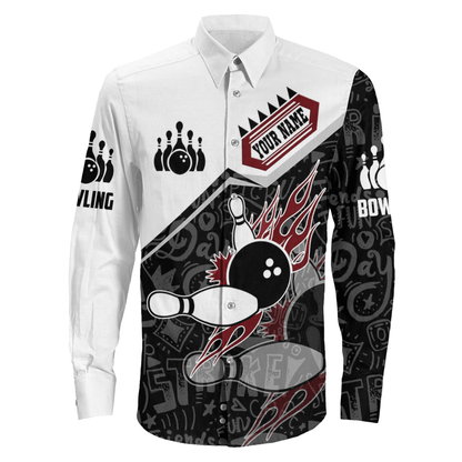 Long Sleeve Button Shirt Custom Bowling Sport Style