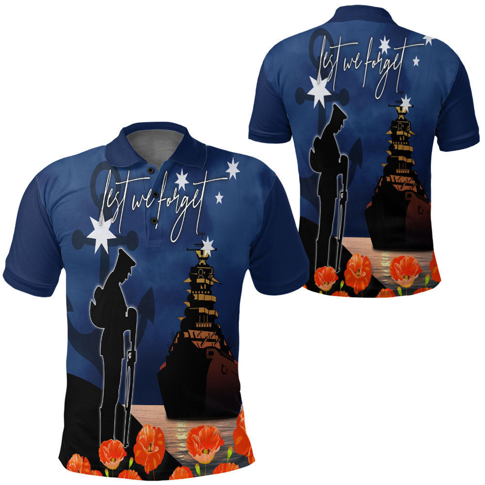 Clothing Anzac Day Navy Blue Polo Shirt