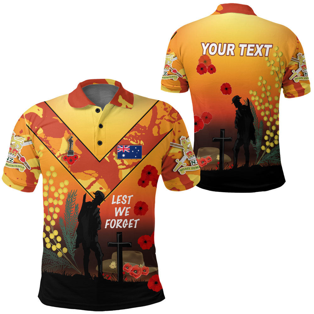 Clothing Custom Australia Anzac Lest We Forget 2023 Orange Polo Shirt