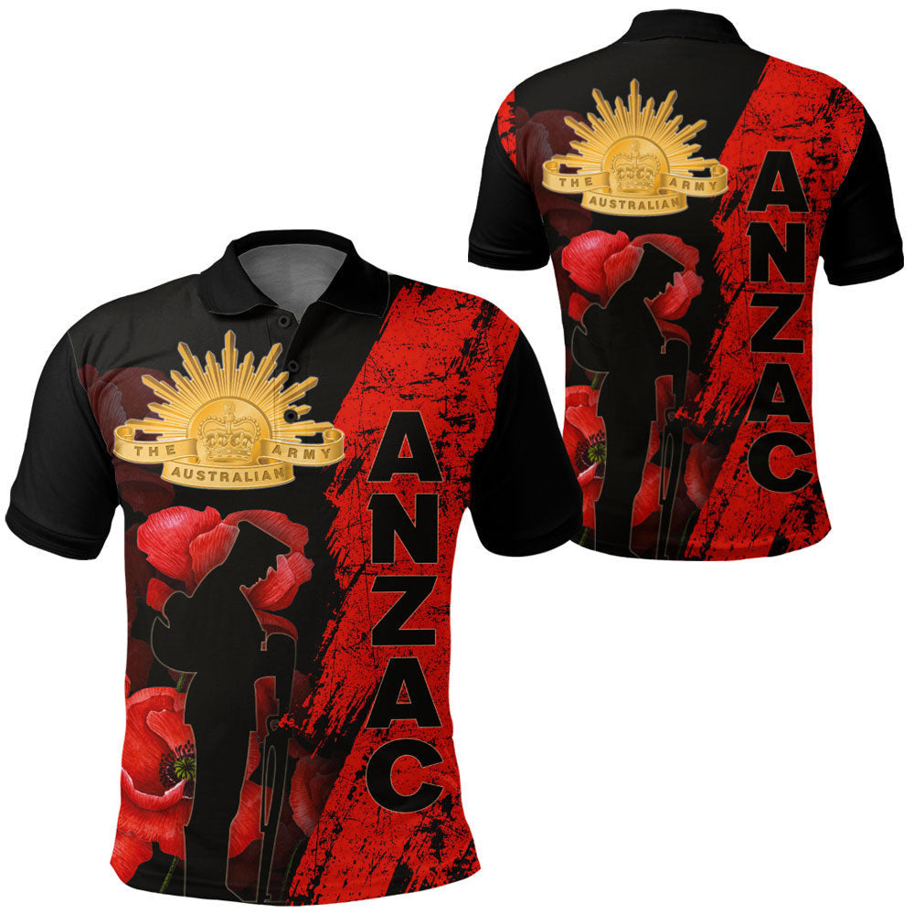Clothing Anzac Day Soldier Silhouette Remembrance Polo Shirt