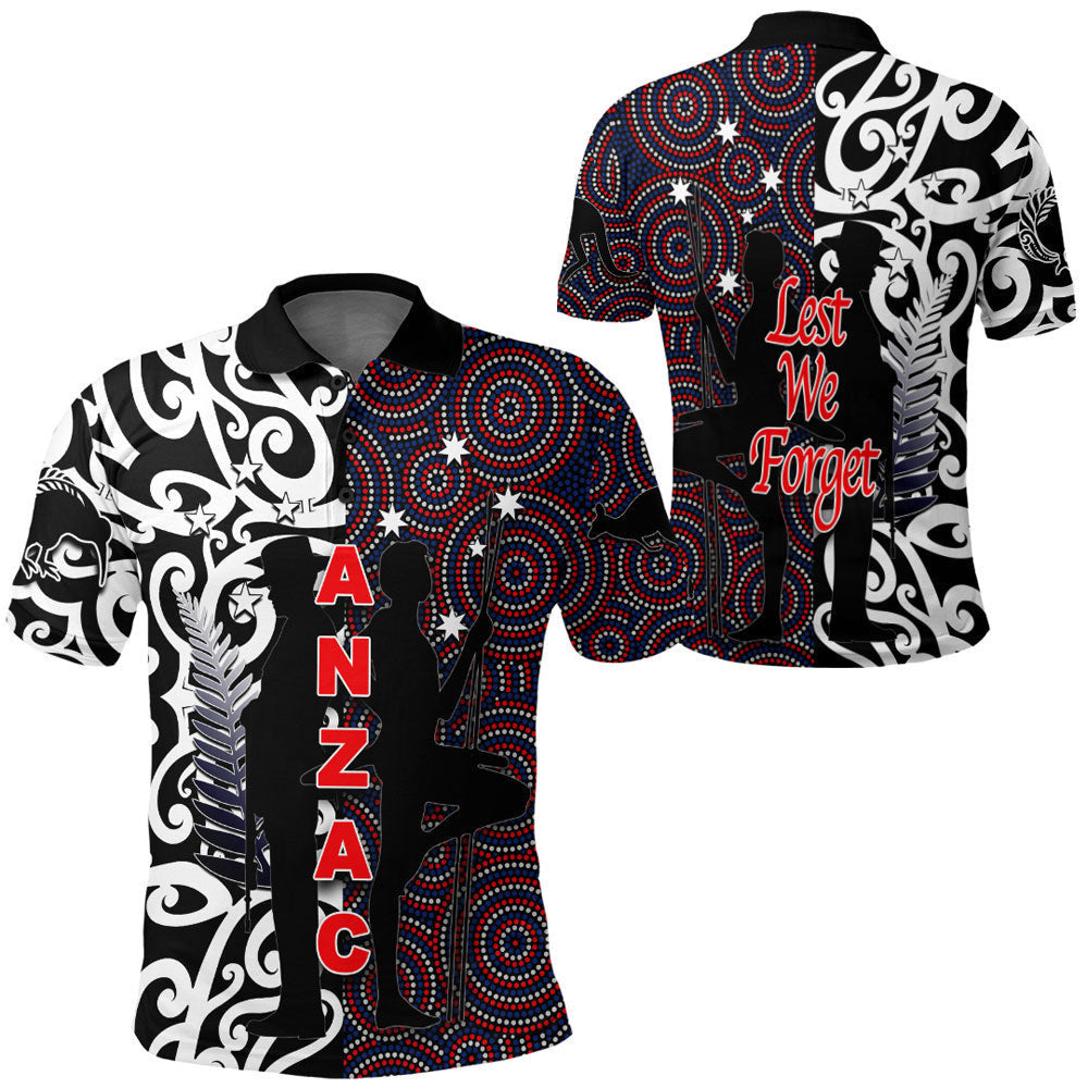 Clothing Anzac Day Kangaroo Aboriginal & Kiwi Maori Polo Shirt
