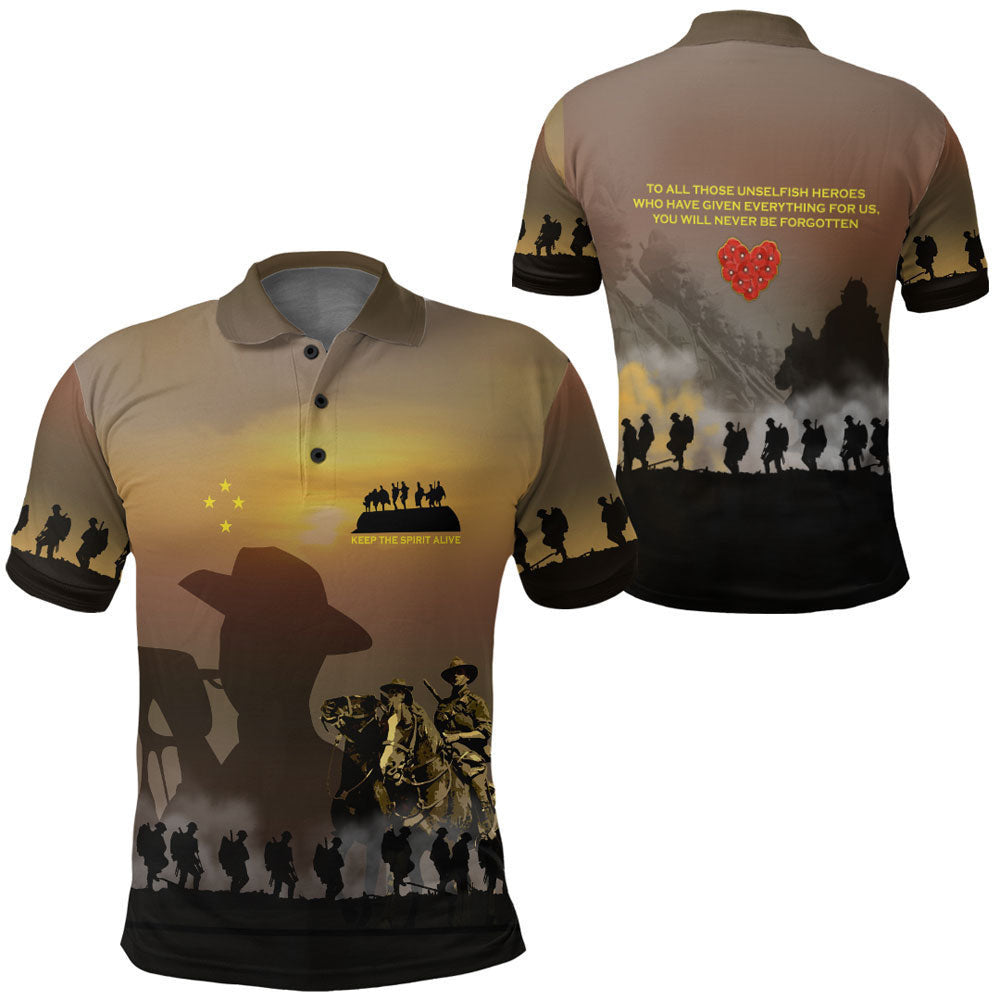 Clothing Anzac Day Keep The Spirit Alive Polo Shirt