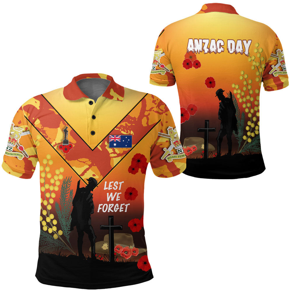 Clothing Australia Anzac Lest We Forget 2023 Orange Polo Shirt
