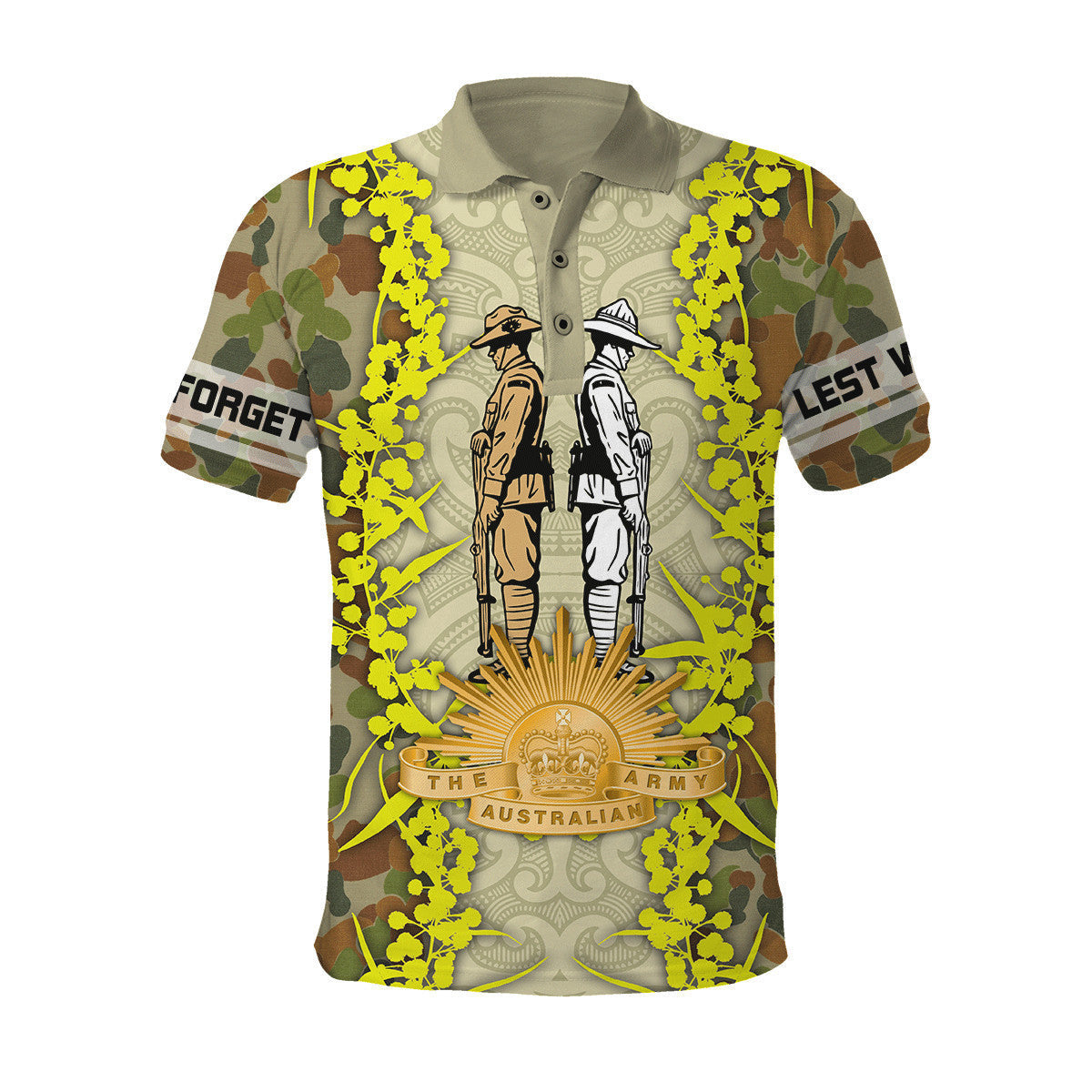 Anzac Day Clothing Anzac Day Golden Wattle Australian Army 3D Polo Shirt