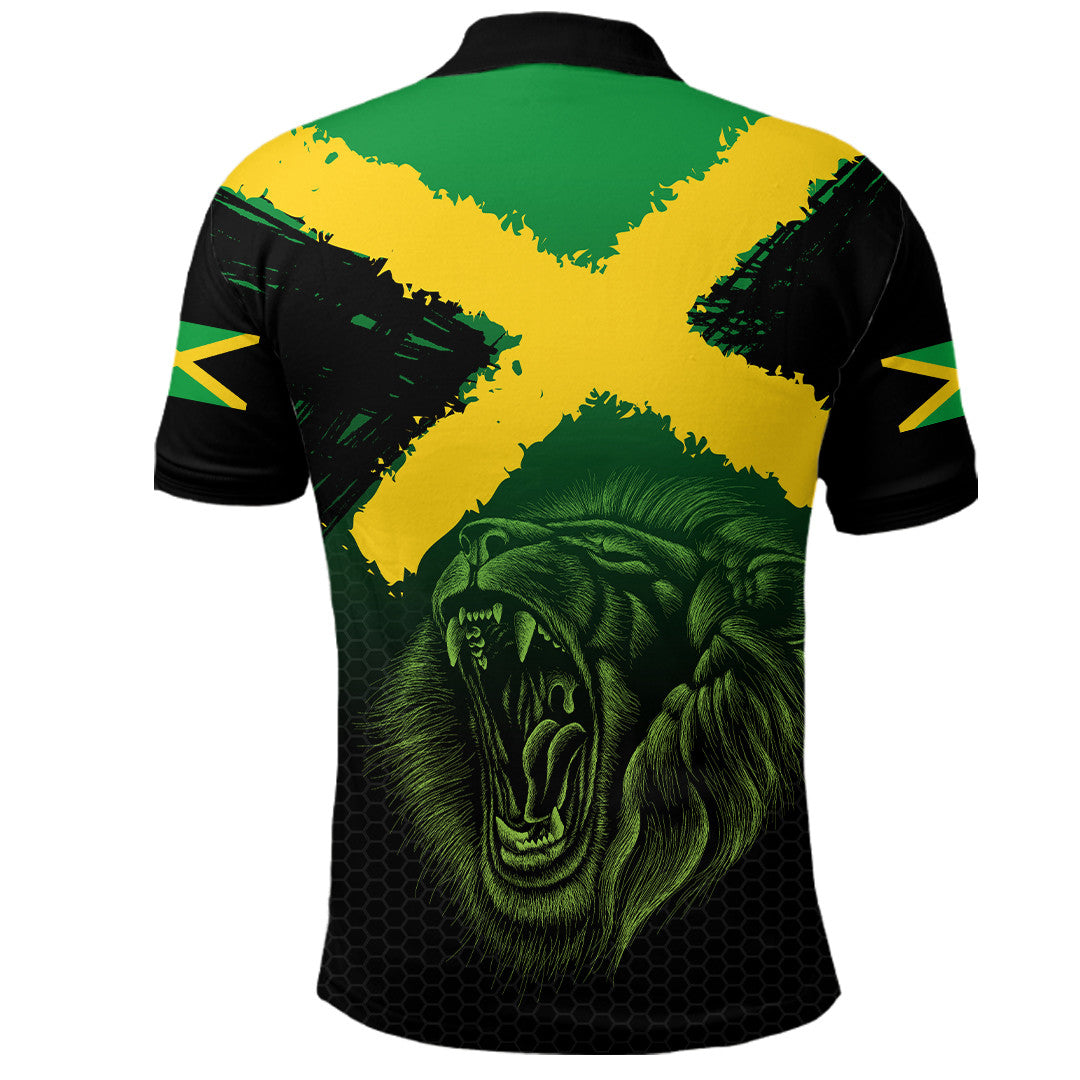 Jamaica Lion Flag Grunge Polo Shirt