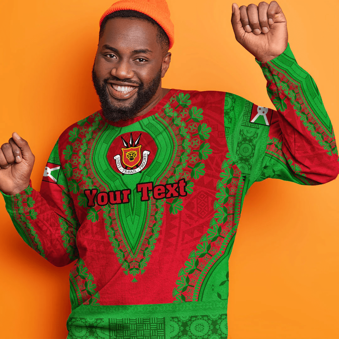 Africa Clothing Burundi Red Verison Sweatshirt Vintage African Dashiki