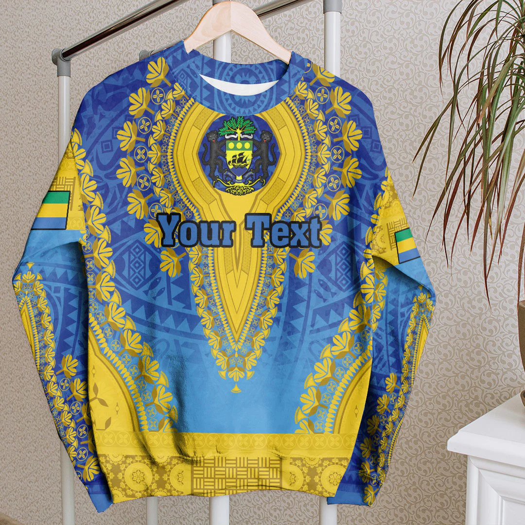 Africa Clothing Gabon Blue Version Sweatshirt Vintage African Dashiki