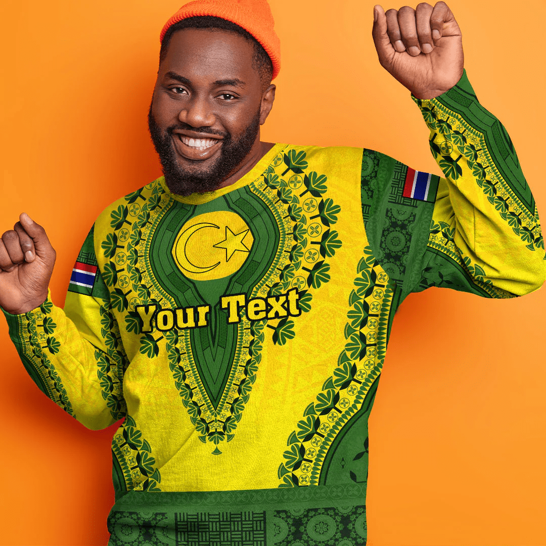 Africa Clothing Gambia Yellow Version Sweatshirt Vintage African Dashiki