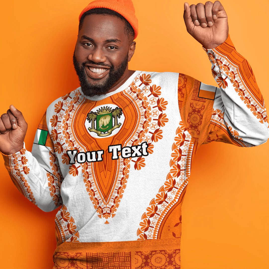 Africa Clothing Ivory Coast White Version Sweatshirt Vintage African Dashiki