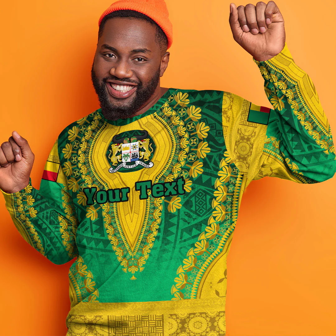 Africa Clothing Benin Green Version Sweatshirt Vintage African Dashiki