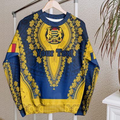 Africa Clothing Chad Blue Version Sweatshirt Vintage African Dashiki