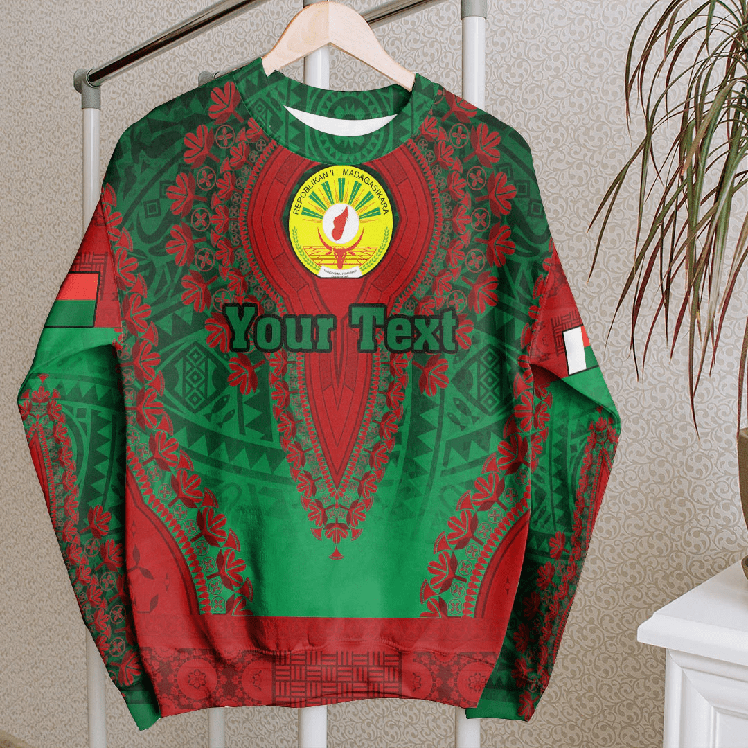 Africa Clothing Madagascar Green Version Sweatshirt Vintage African Dashiki