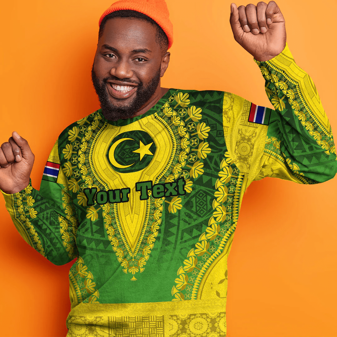 Africa Clothing Gambia Green Version Sweatshirt Vintage African Dashiki