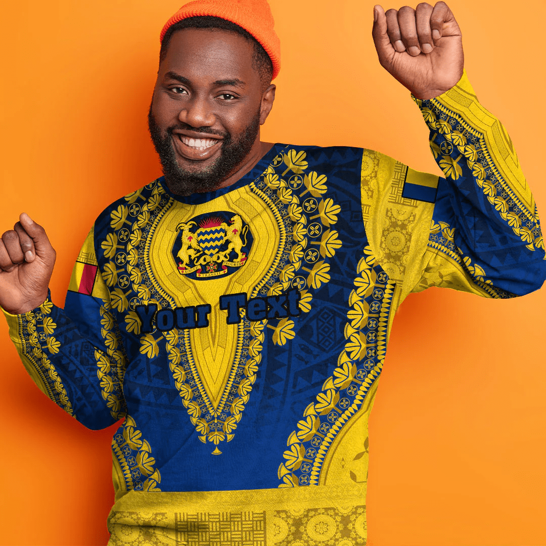 Africa Clothing Chad Blue Version Sweatshirt Vintage African Dashiki