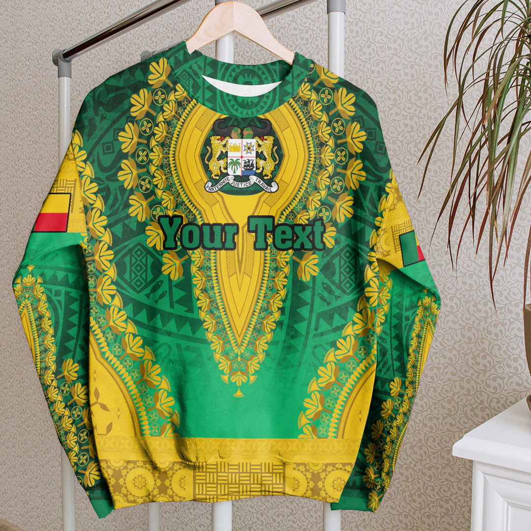 Africa Clothing Benin Green Version Sweatshirt Vintage African Dashiki