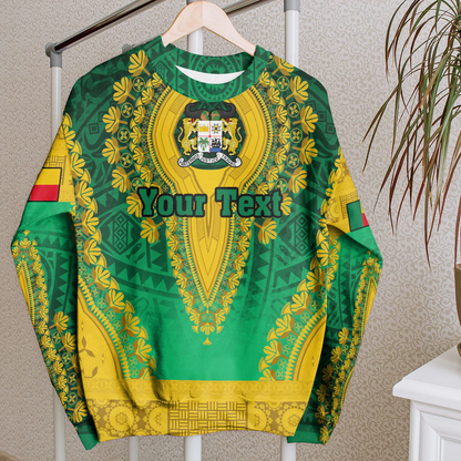 Africa Clothing Benin Green Version Sweatshirt Vintage African Dashiki