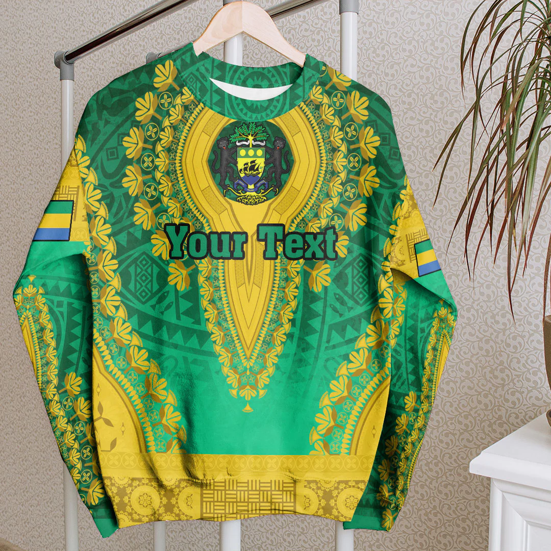 Africa Clothing Gabon Green Version Sweatshirt Vintage African Dashiki