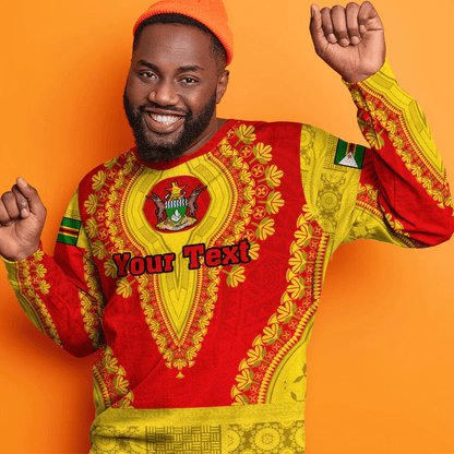 Africa Clothing Zimbabwe Red Version Sweatshirt Vintage African Dashiki