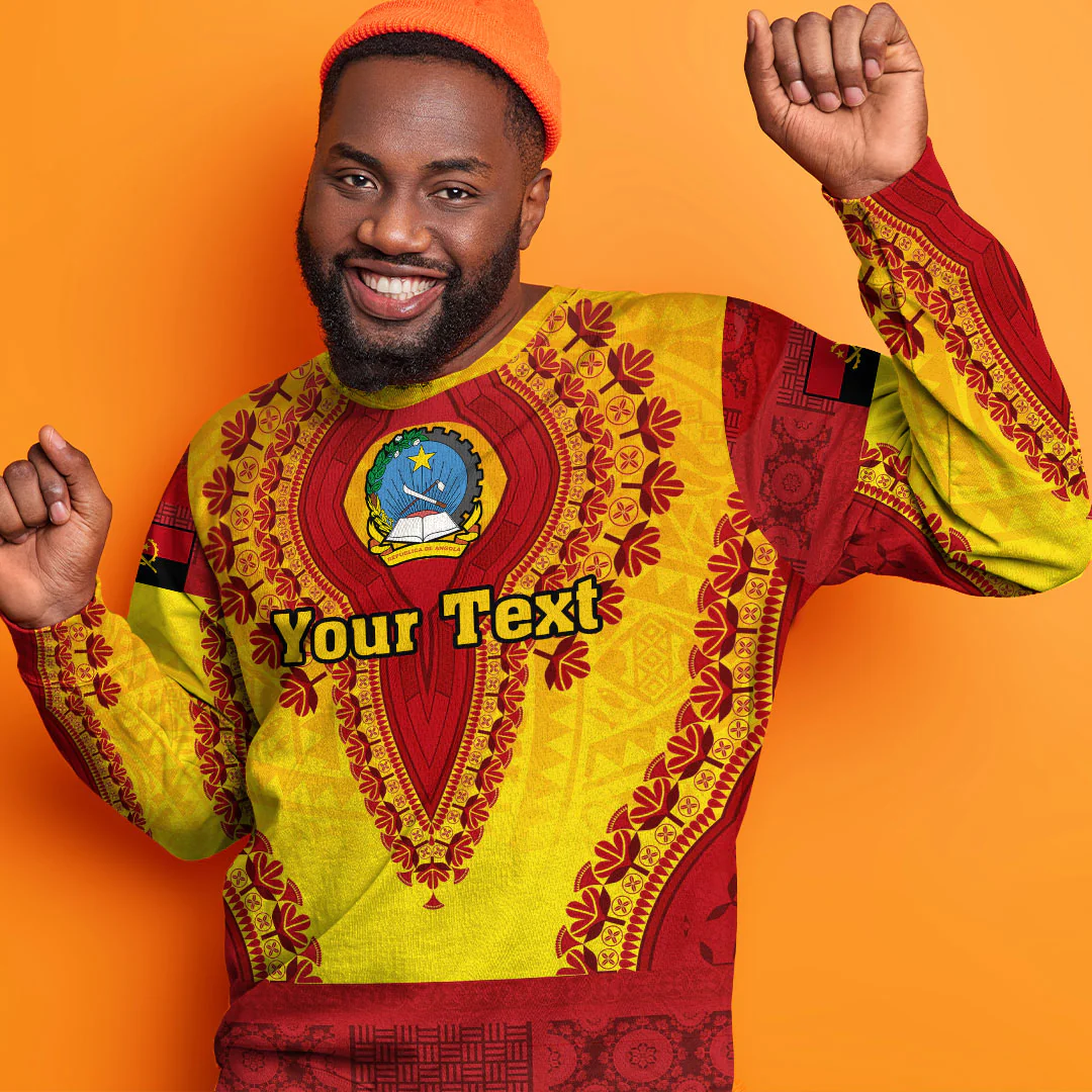 Africa Clothing Angola Yellow Version Sweatshirt Vintage African Dashiki