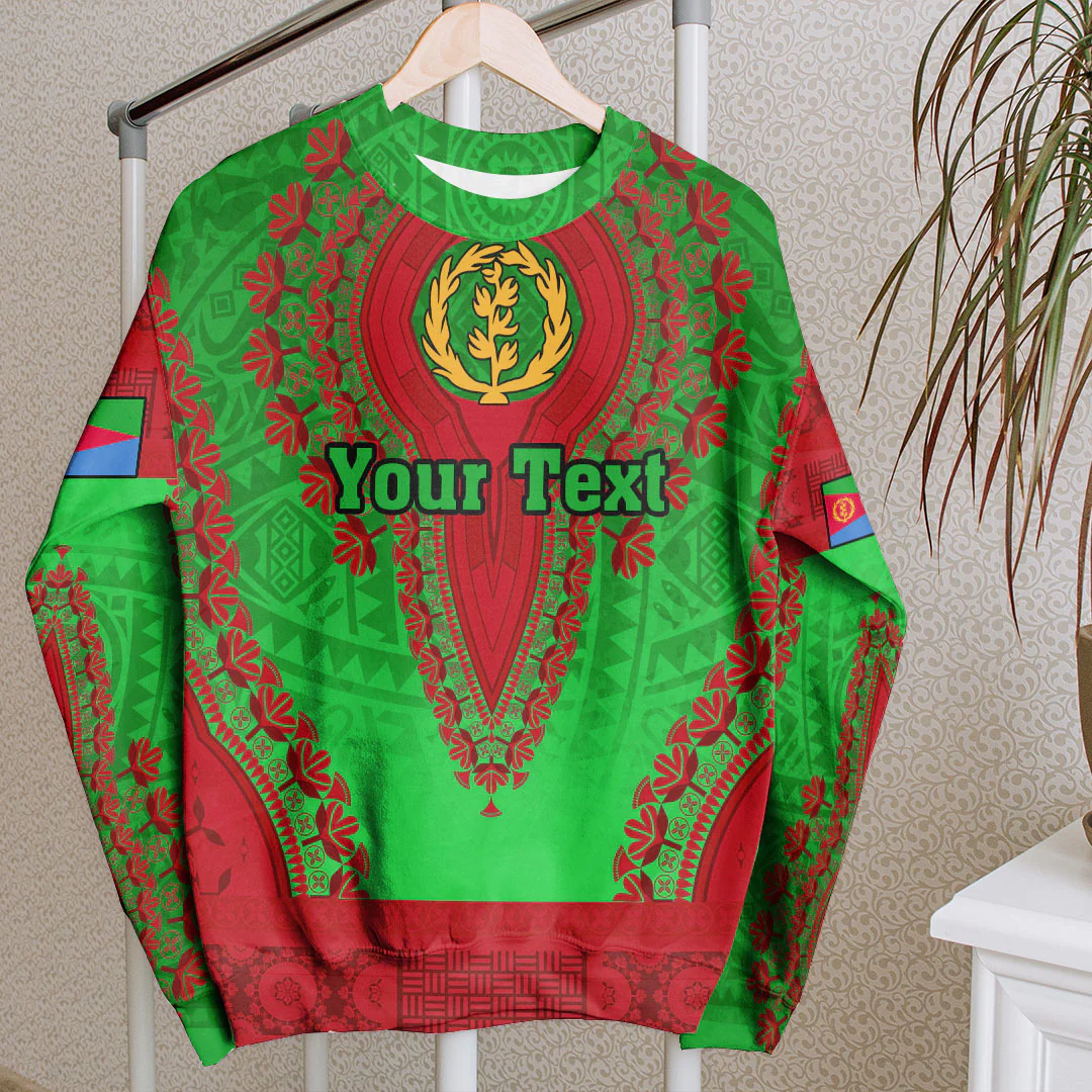 Africa Clothing Eritrea Green Version Sweatshirt Vintage African Dashiki