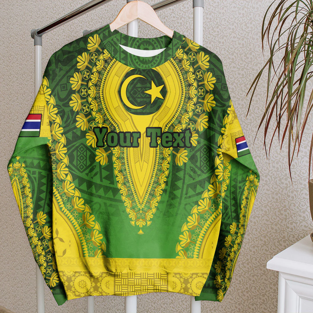 Africa Clothing Gambia Green Version Sweatshirt Vintage African Dashiki