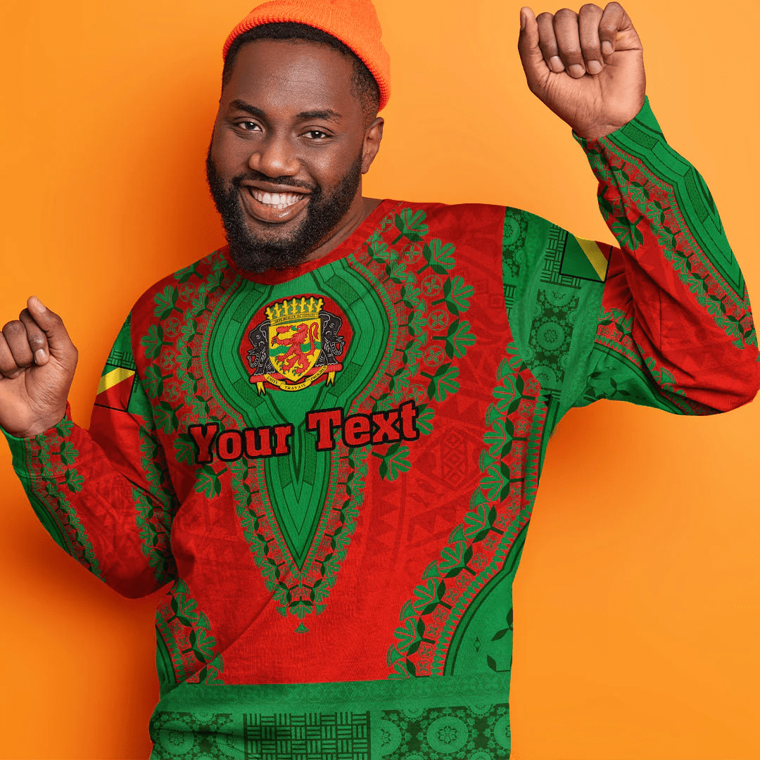 Africa Clothing Republic Of The Congo Red Version Sweatshirt Vintage African Dashiki
