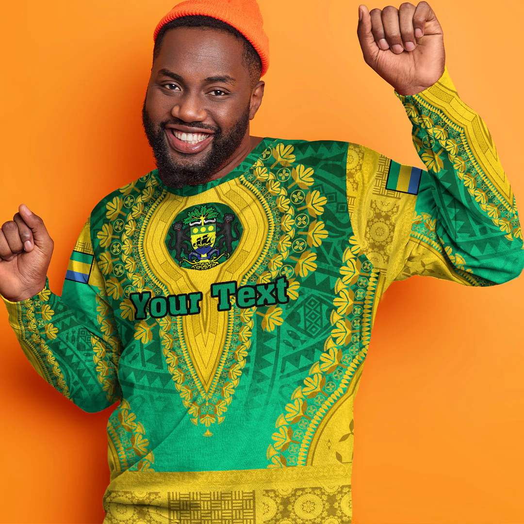 Africa Clothing Gabon Green Version Sweatshirt Vintage African Dashiki