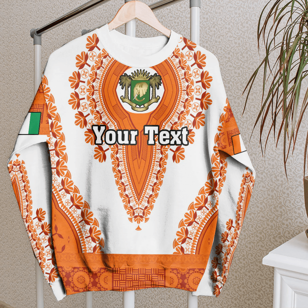 Africa Clothing Ivory Coast White Version Sweatshirt Vintage African Dashiki