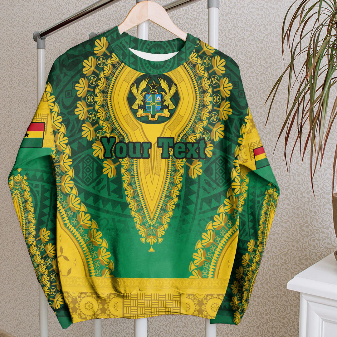Africa Clothing Ghana Green Version Sweatshirt Vintage African Dashiki