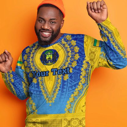 Africa Clothing Gabon Blue Version Sweatshirt Vintage African Dashiki