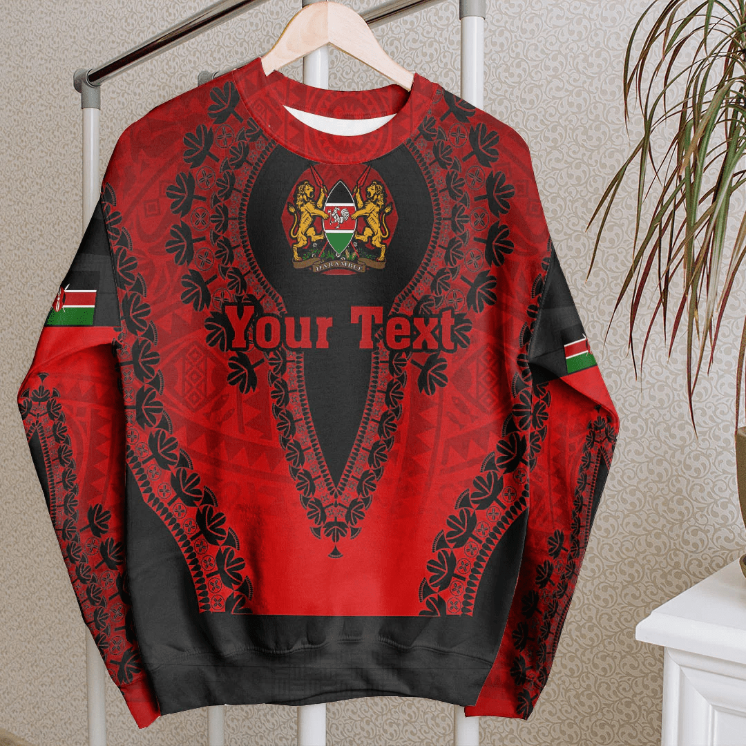 Africa Clothing Kenya Red Version Sweatshirt Vintage African Dashiki