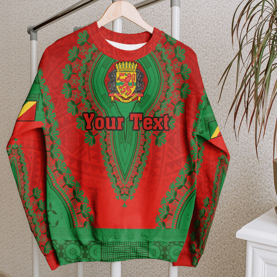 Africa Clothing Republic Of The Congo Red Version Sweatshirt Vintage African Dashiki