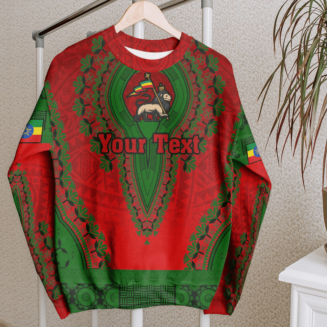 Africa Clothing Ethiopia Red Version Sweatshirt Vintage African Dashiki