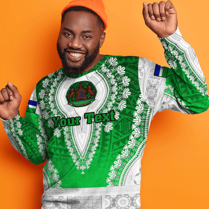 Africa Clothing Lesotho Green Version Sweatshirt Vintage African Dashiki