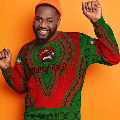 Africa Clothing Ethiopia Red Version Sweatshirt Vintage African Dashiki