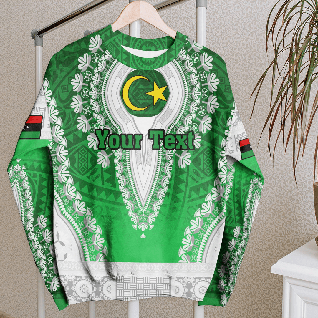 Africa Clothing Libya Green Version Sweatshirt Vintage African Dashiki