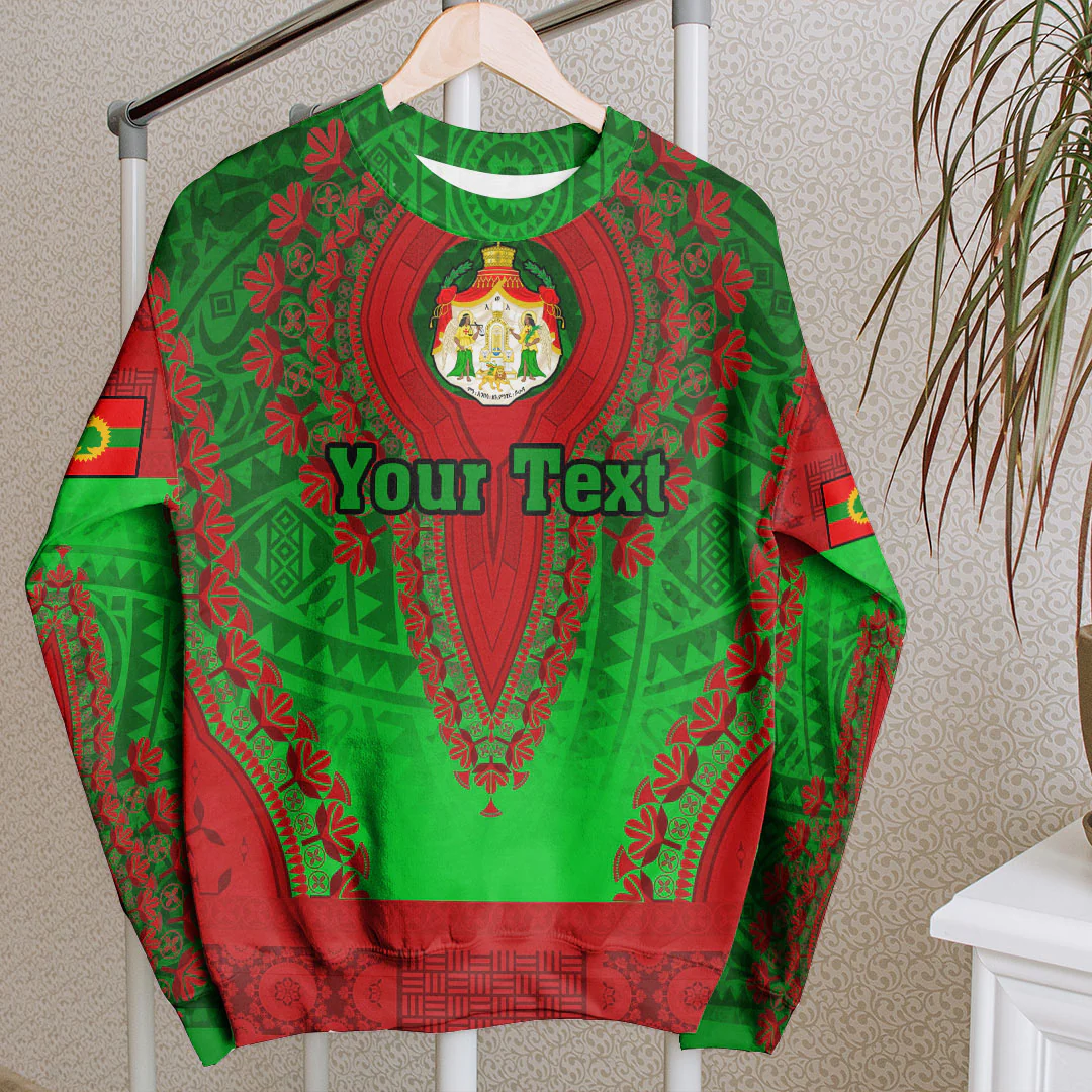 Africa Clothing Oromo Green Version Sweatshirt Vintage African Dashiki