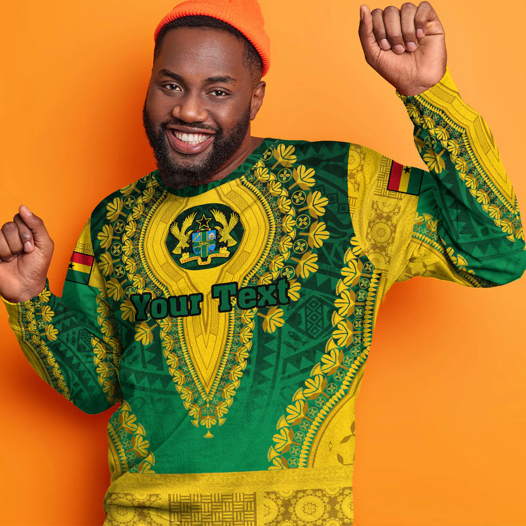 Africa Clothing Ghana Green Version Sweatshirt Vintage African Dashiki