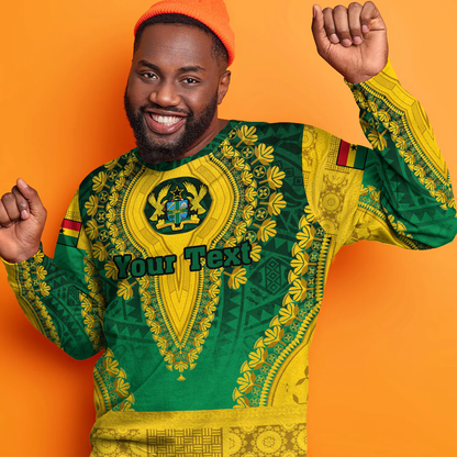 Africa Clothing Ghana Green Version Sweatshirt Vintage African Dashiki