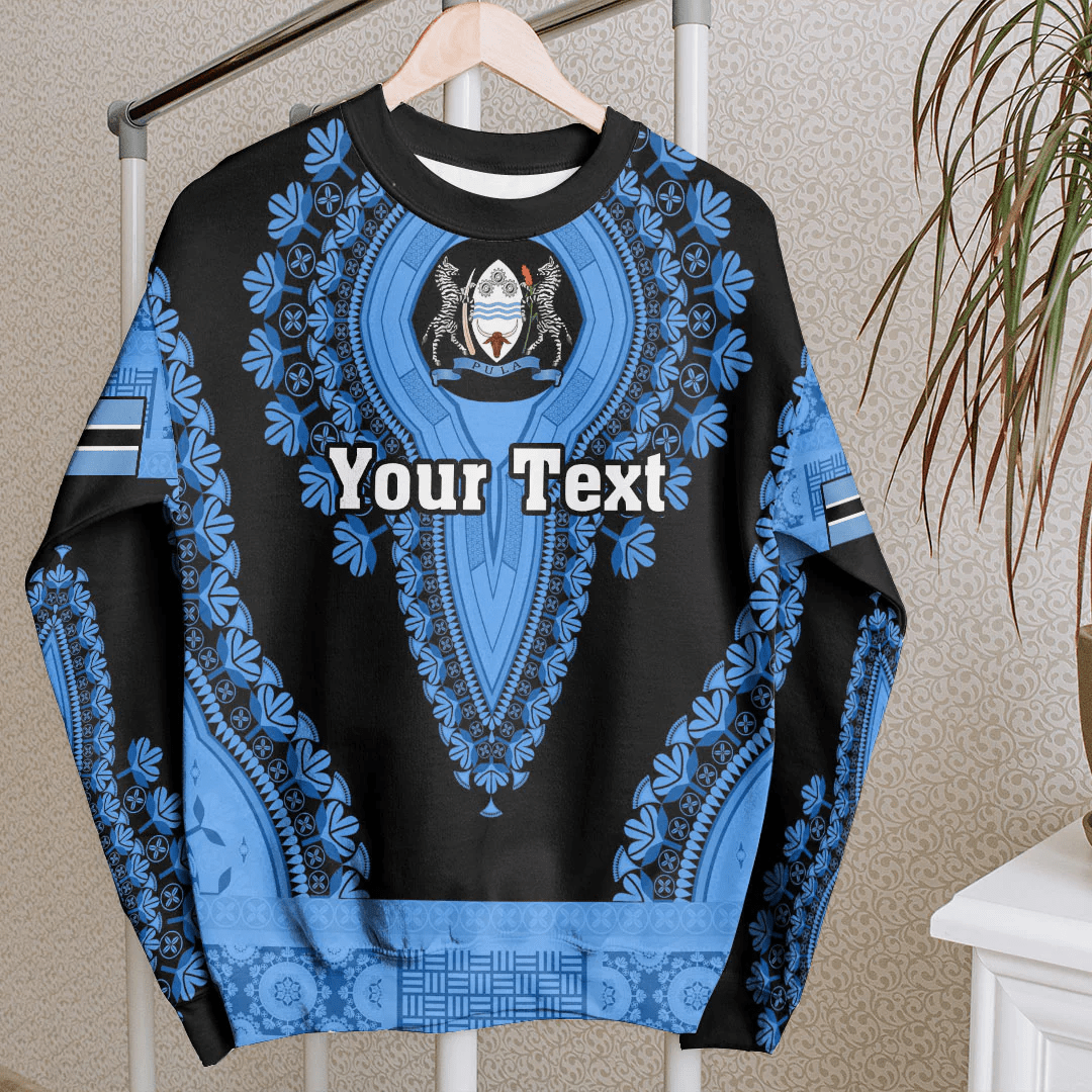 Africa Clothing Botswana Black Version Sweatshirt Vintage African Dashiki