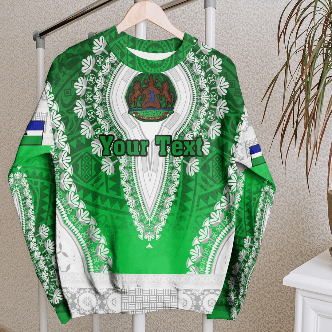 Africa Clothing Lesotho Green Version Sweatshirt Vintage African Dashiki