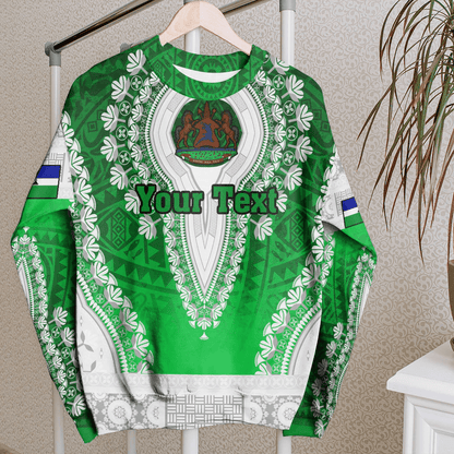 Africa Clothing Lesotho Green Version Sweatshirt Vintage African Dashiki