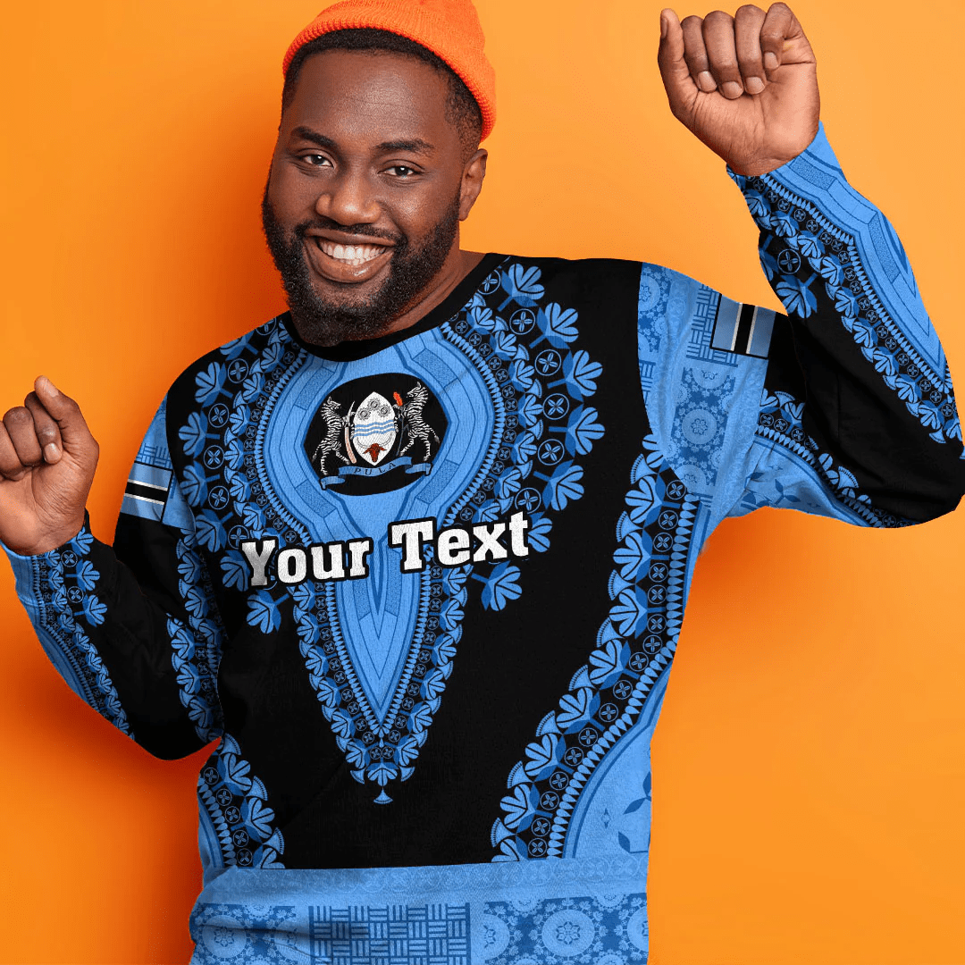 Africa Clothing Botswana Black Version Sweatshirt Vintage African Dashiki