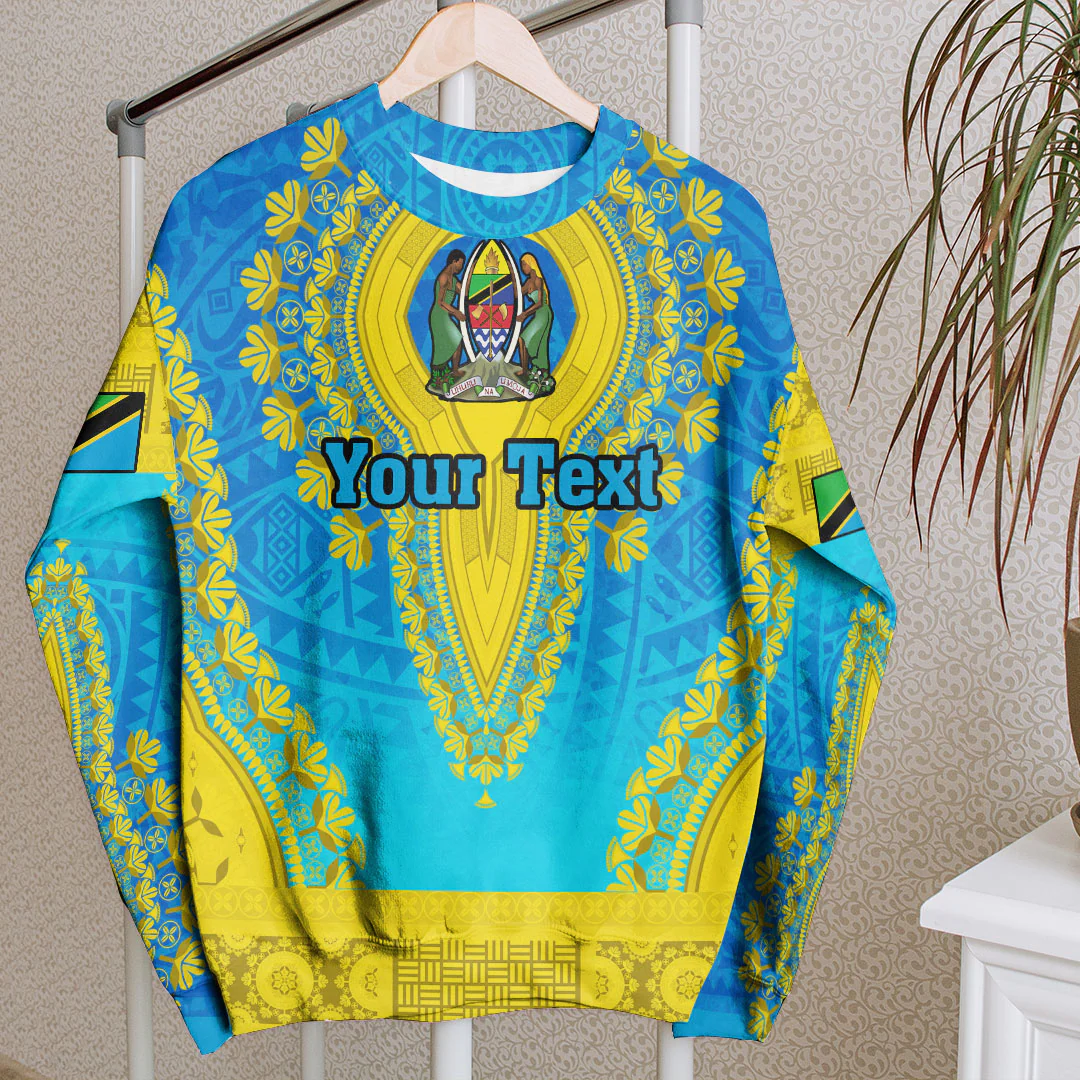 Africa Clothing Tanzania Blue Version Sweatshirt Vintage African Dashiki