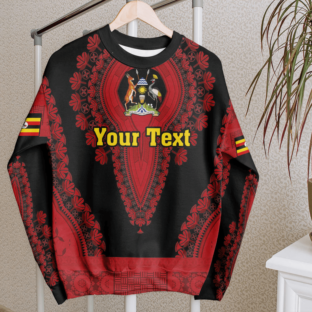 Africa Clothing Uganda Black Version Sweatshirt Vintage African Dashiki