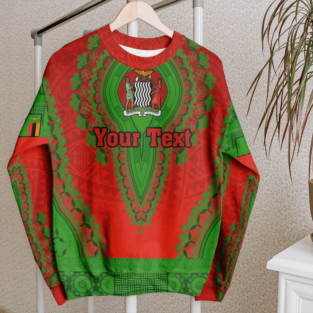 Africa Clothing Zambia Red Version Sweatshirt Vintage African Dashiki