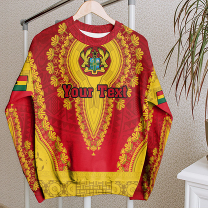 Africa Clothing Ghana Red Version Sweatshirt Vintage African Dashiki
